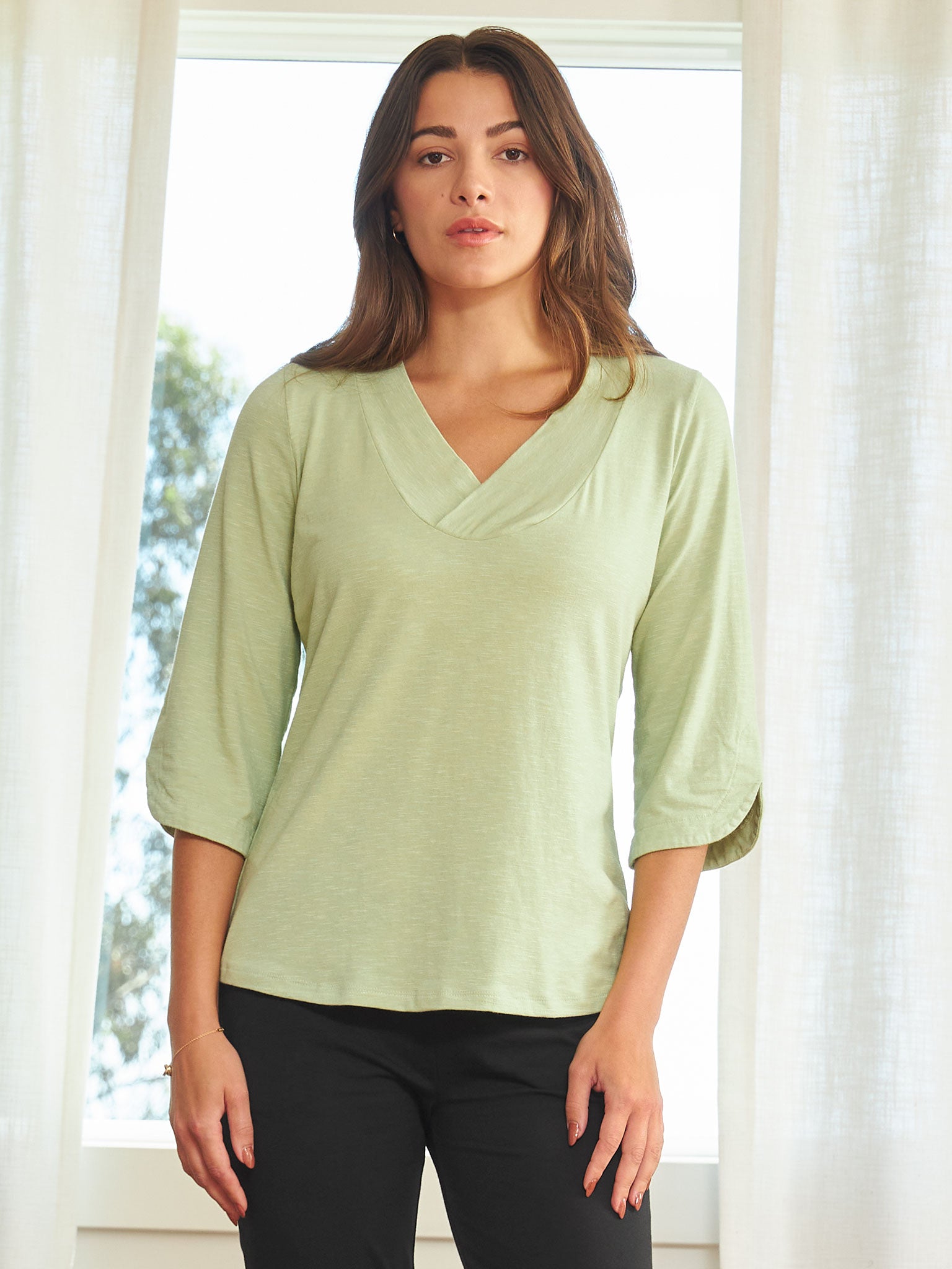 LAYERED RUFFLE CAP SLEEVES WITH SCALLOP EDGE - BUTTER YELLOW main image 1