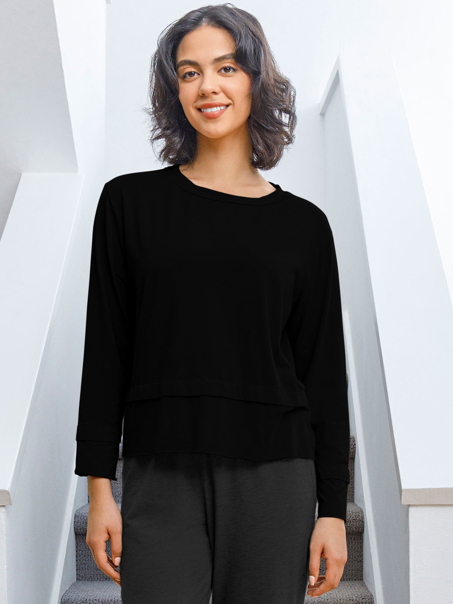 Overlap Hem Long Sleeve
