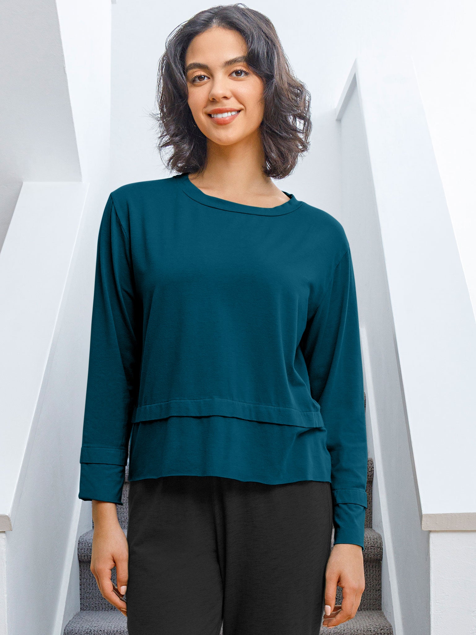 Overlap Hem Long Sleeve