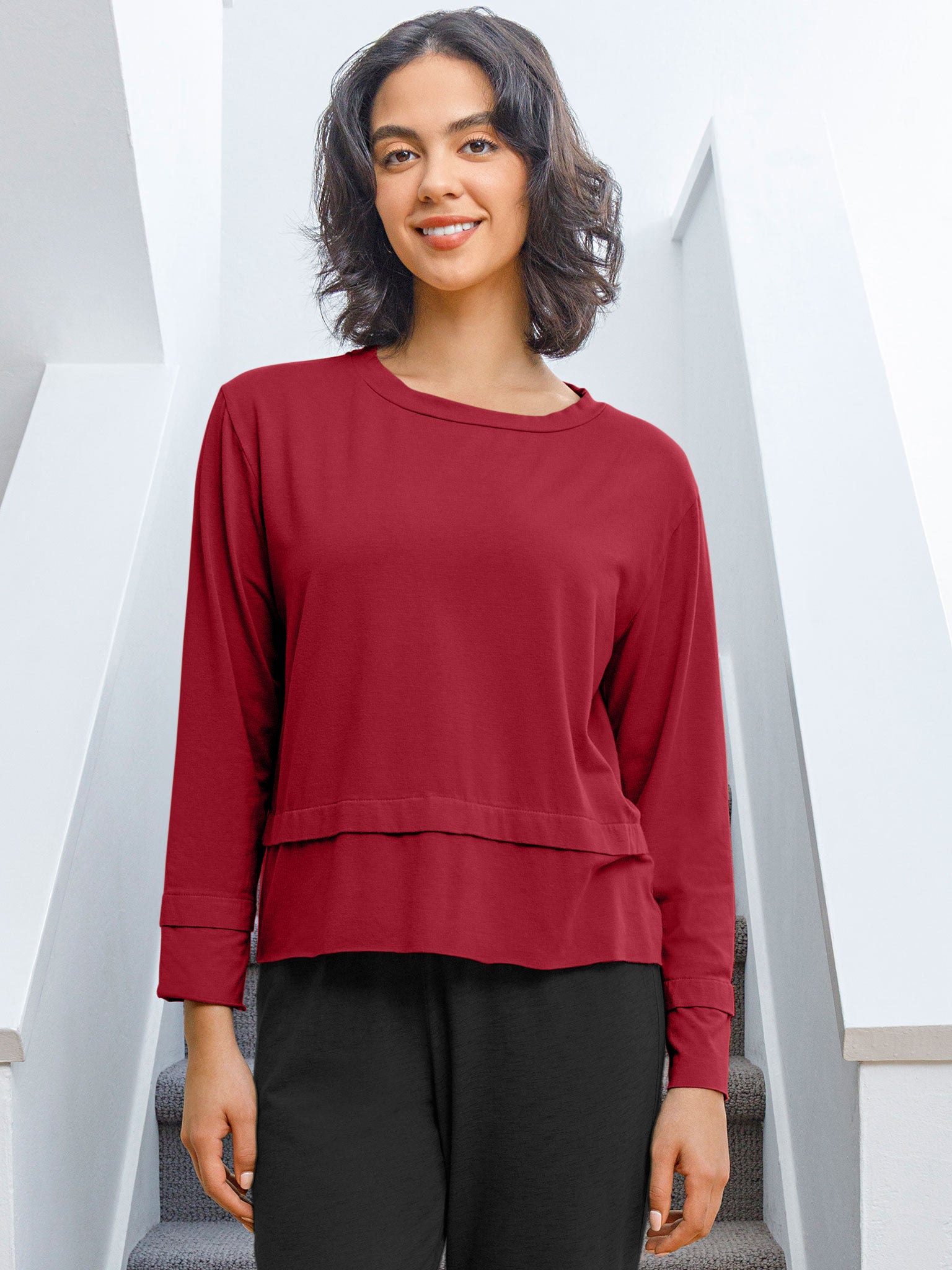Overlap Hem Long Sleeve