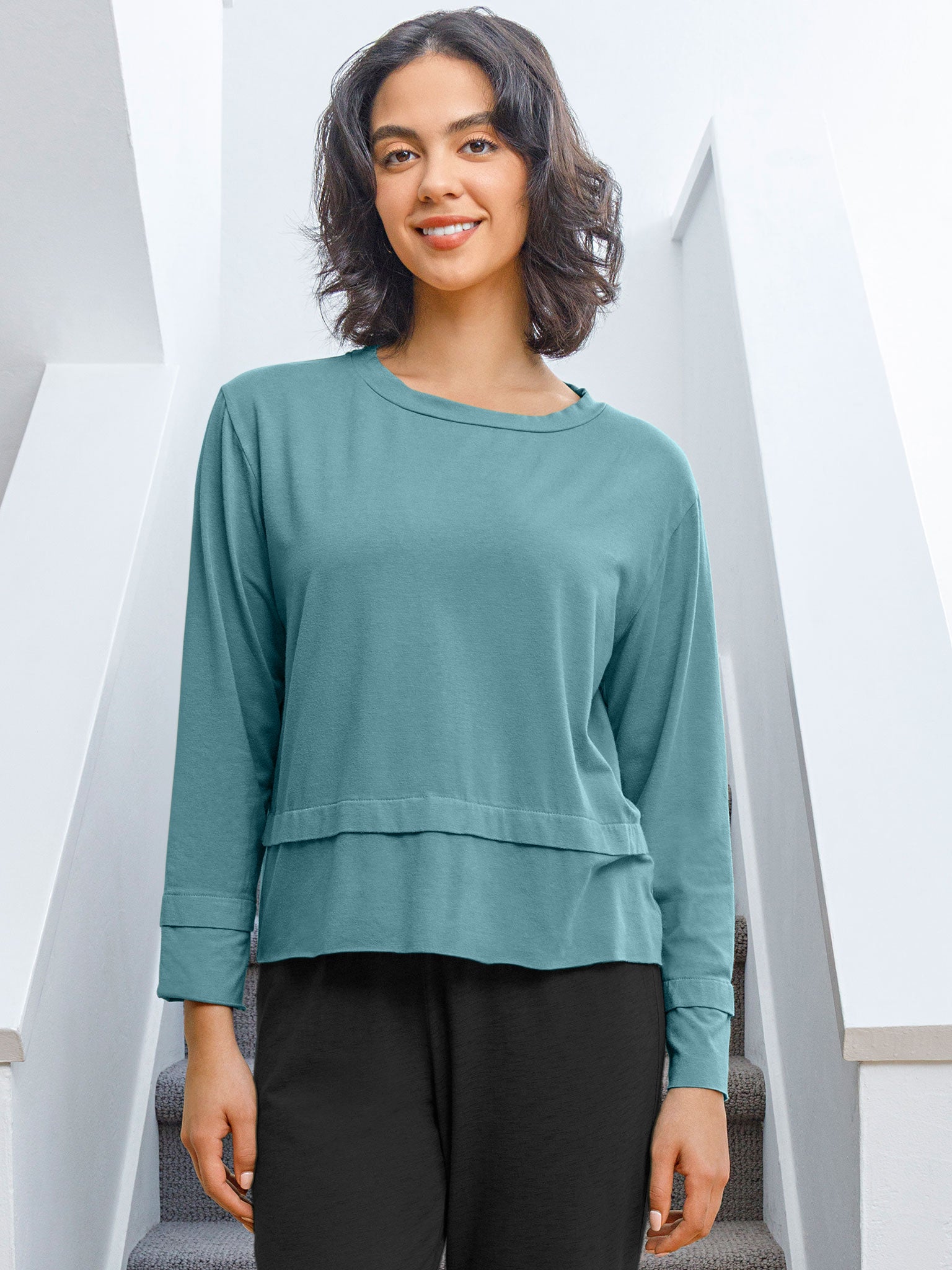 Overlap Hem Long Sleeve