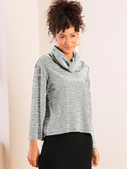 Stripe Cowl Neck Sweater